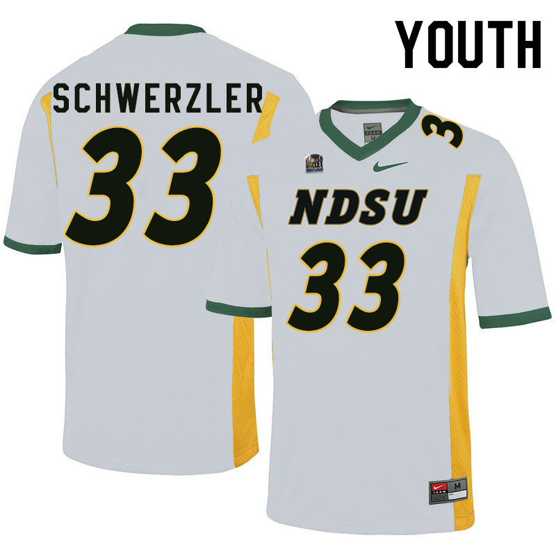 Youth #33 Mason Schwerzler North Dakota State Bison College Football Jerseys Sale-White - Click Image to Close